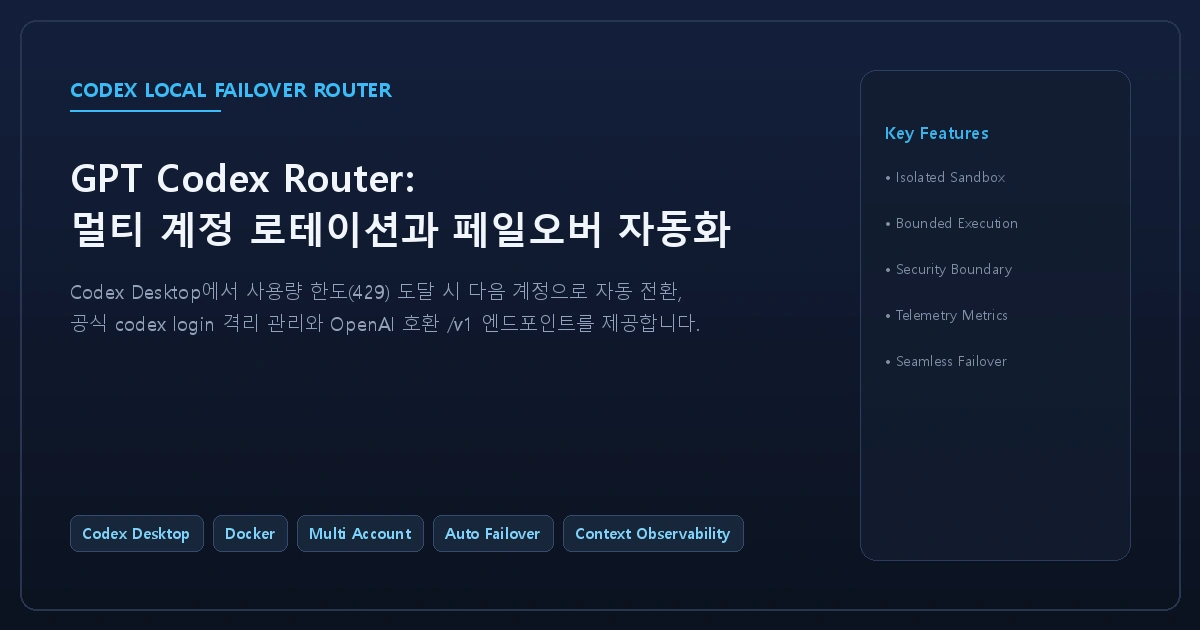 GPT Codex Router: 멀티 계정 로테이션과 페일오버 자동화 hero image